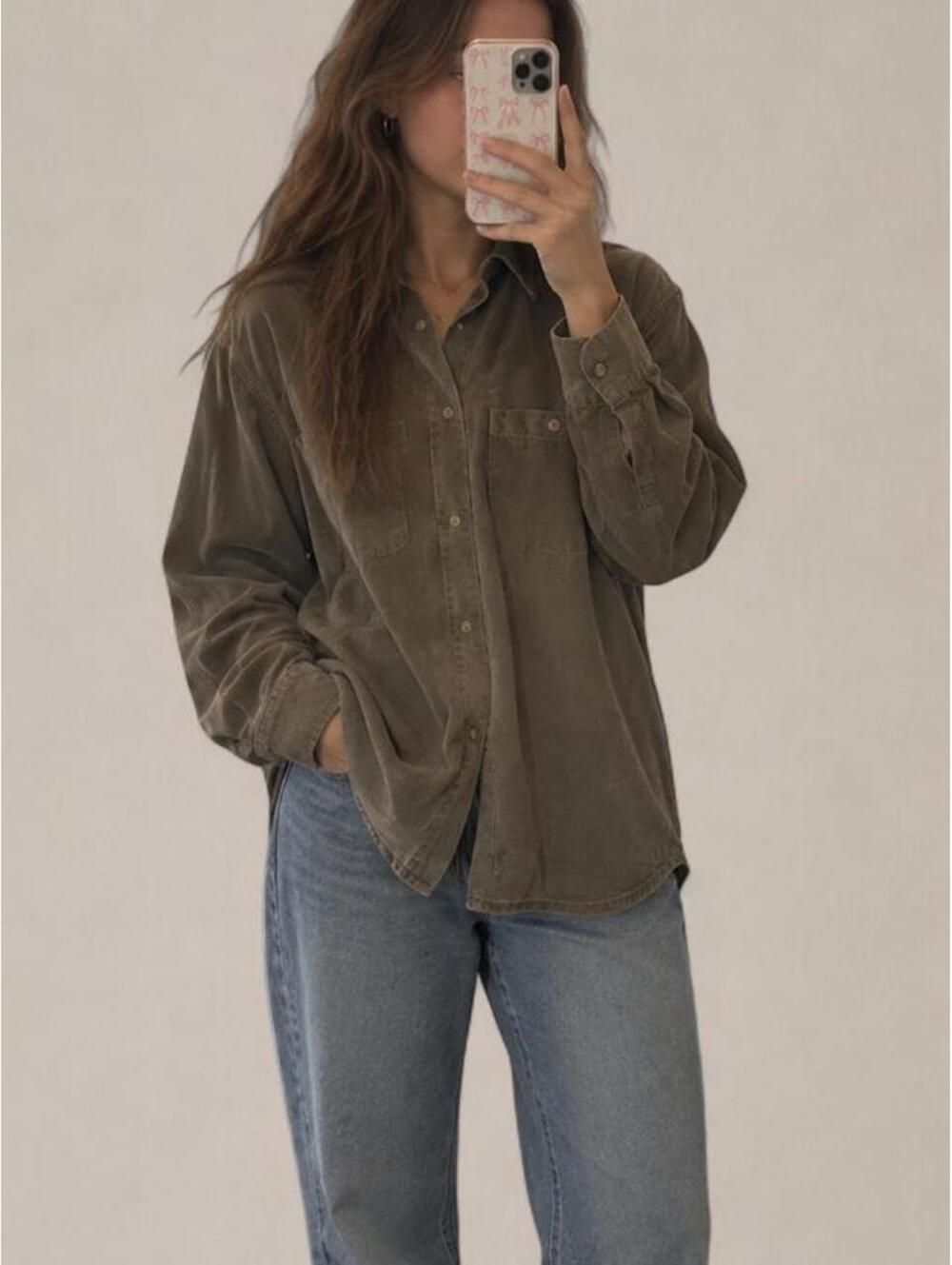 Vintage Geoffrey Beene Micro Suede Brown Button Up Shirt